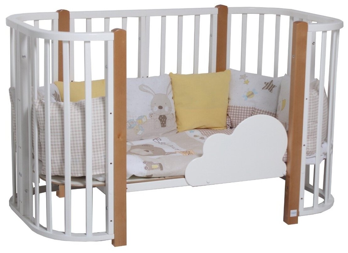 Кровать детская трансформер 4 в 1 Junion Blummi 120×60 см с маятником, колёсами и накладками